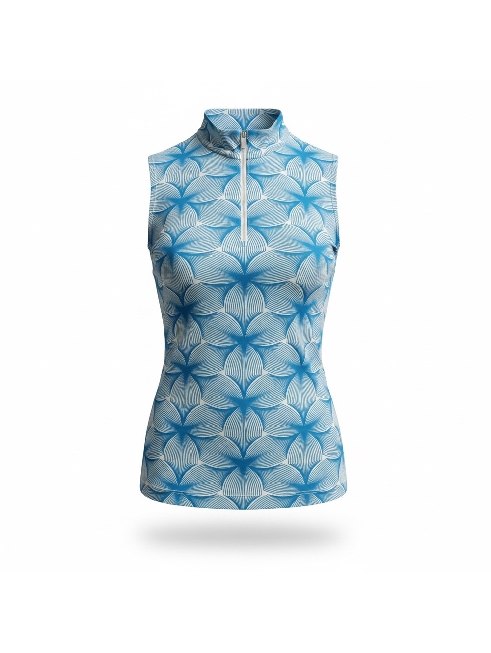 Tail Women's Sleeveless Zip-Up Golf Tank Top in Blue Floral Print, Size Small